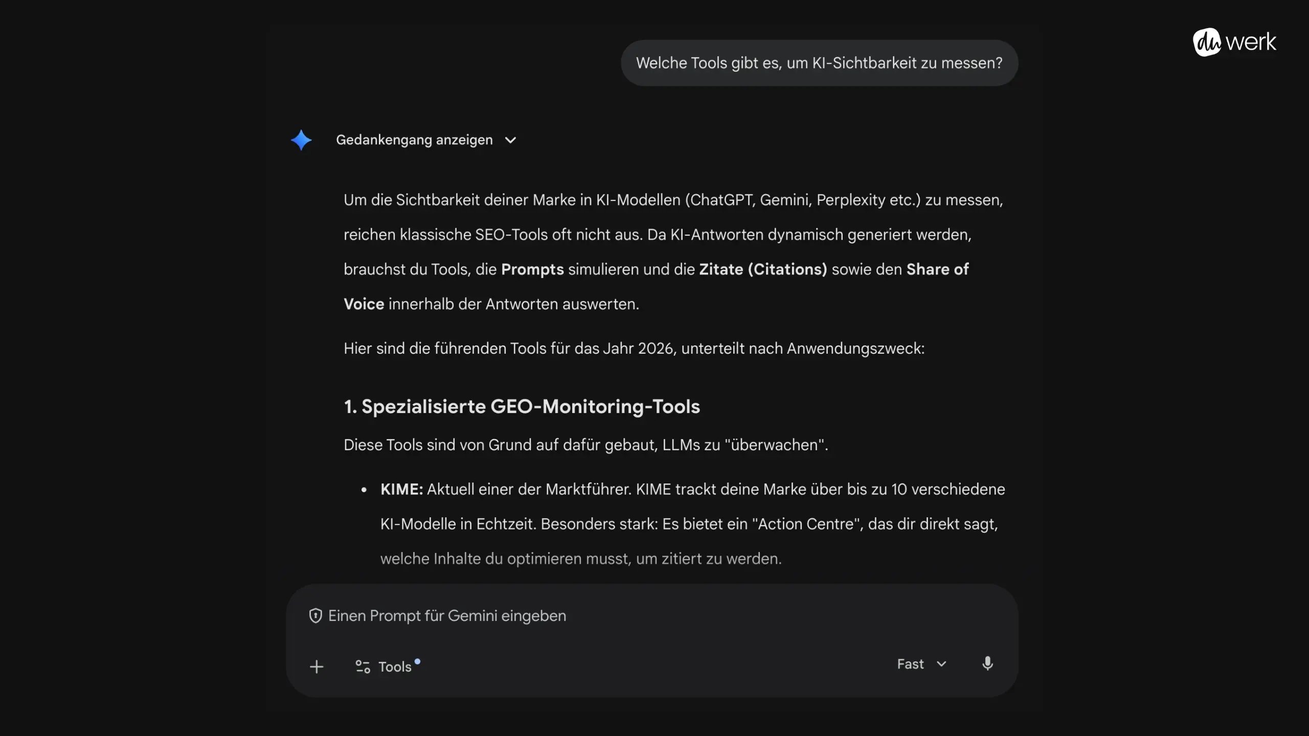 Gemini-Chat mit Promptbeispiel