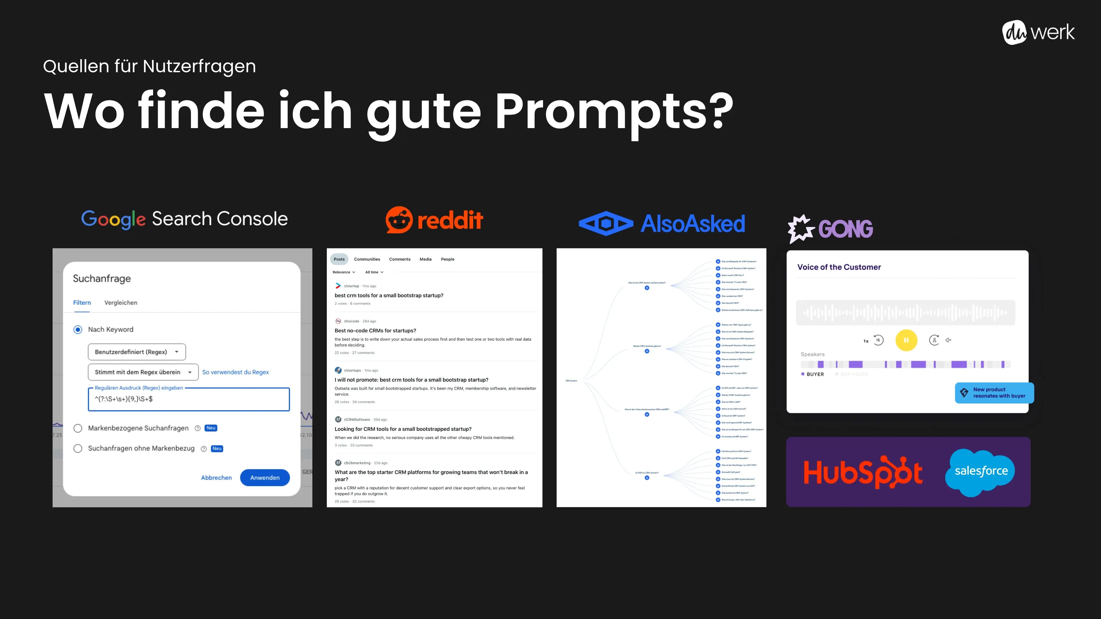 Quellen für passende Nutzerprompts